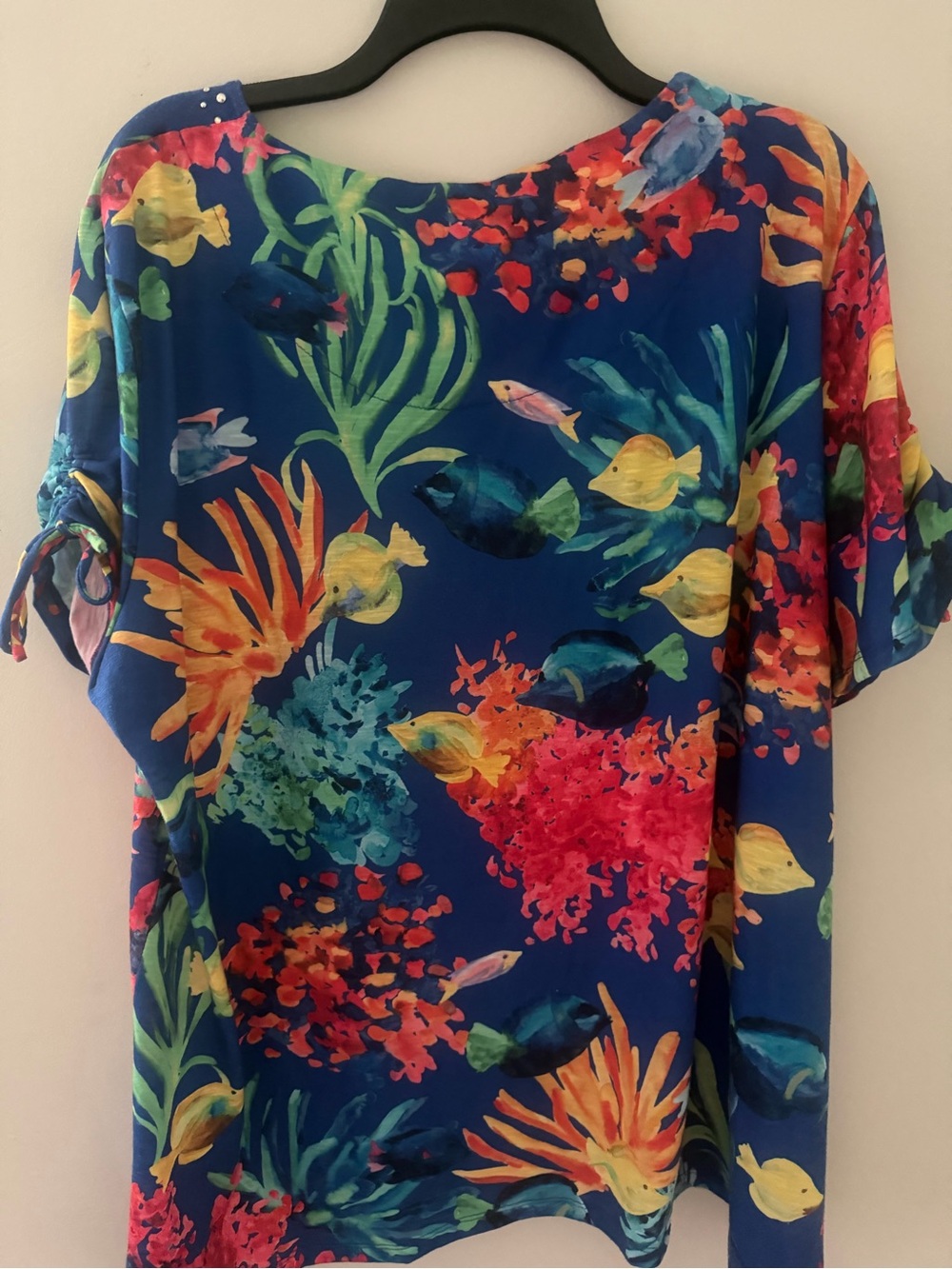 Alfred Dunner Royal Blue Tropical Fish  Reef Embellished Top Size 1X - Picture 12 of 12